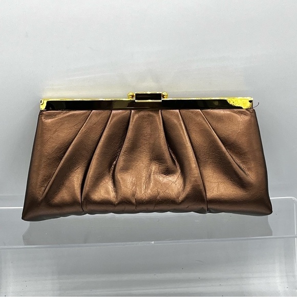 GUNNE SAX Clutch & Chain Bronze Gold Hardware Formal Prom Wedding - Picture 1 of 11